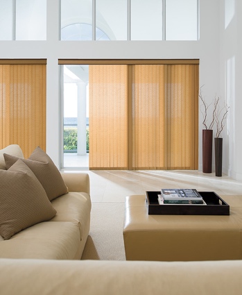 Panel track blinds in modern living room